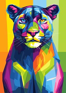 Colorful Panther Pop Art Illustration