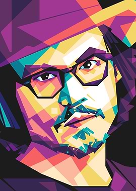 Jhonny Deep Colorful Pop Art Portrait with Glasses