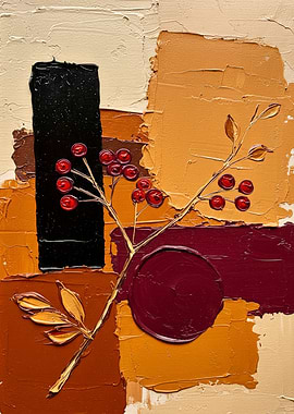 Abstract Autumn Berries Oil Painting