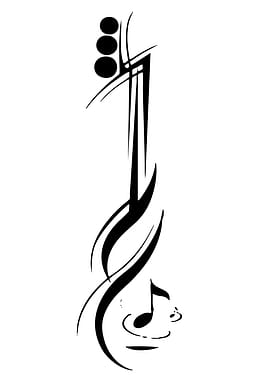 Abstract Guitar with Music Note