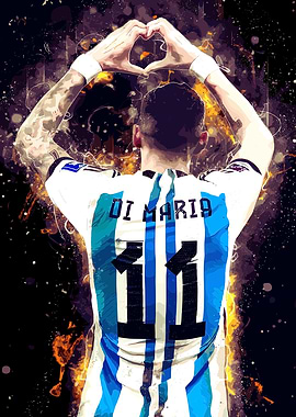 Di Maria Argentina Soccer Heart Celebration