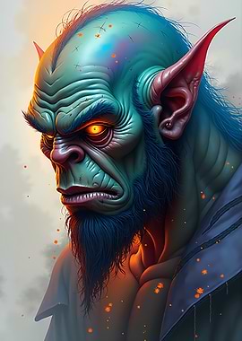 Fantasy Creature Portrait with Glowing Eyes