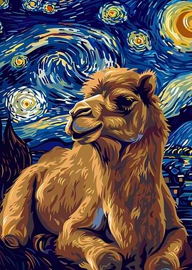 Camel in Starry Night Style