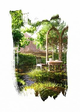 Enchanted Garden with Table and Chair