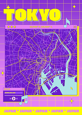 Tokyo Map with Retro Aesthetic