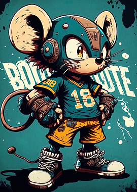 Cartoon Mouse Character with Sports Gear