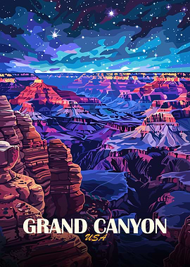 Grand Canyon USA Night Landscape Art