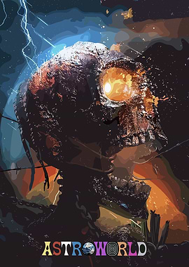 Astroworld Skull with Lightning