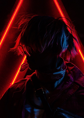 Person in Red Neon Light
