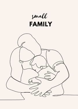 Small Family Line Art Illustration