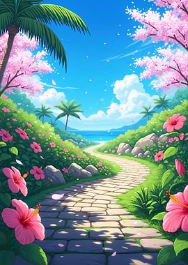 Tropical Island Path, Chibi Style