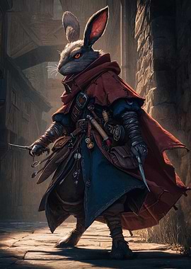 Anthropomorphic Rabbit Rogue in Medieval Setting