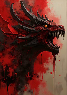 Red and Black Dragon Head
