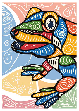 Colorful Abstract Frog Illustration