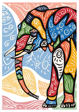 Colorful Abstract Elephant Illustration