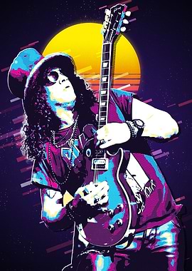 Slash Guitarist Retro Art