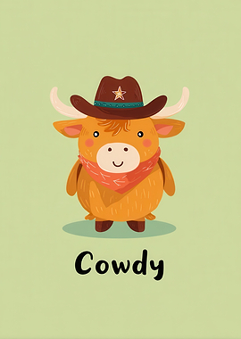 Cute Cowdy Cartoon Character Illustration
