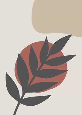 Minimalist Leaf and Shapes Illustration