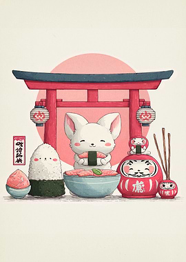 Cute Japanese Still Life Illustration