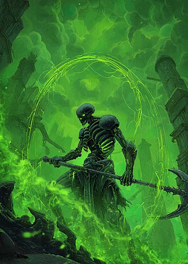 Green Skeleton Warrior with Scythe