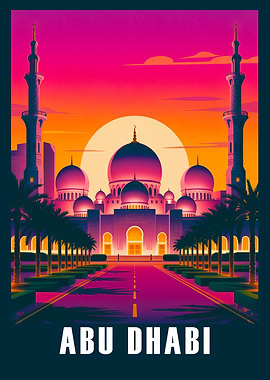 Abu Dhabi Grand Mosque Art Poster