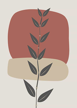 Minimalist Plant Art with Abstract Shapes