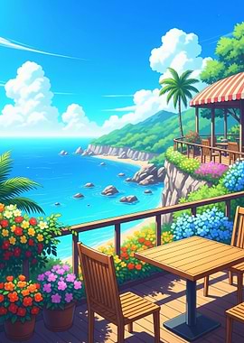 Tropical Beach Cafe View