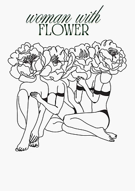 Floral Women Line Art