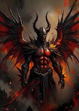Winged Demon Warrior with Sword