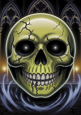 Cracked Skull in Gothic Setting