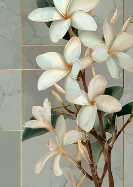 Elegant White Plumeria Floral Art
