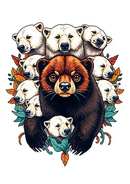 Bear Collage with Leaves