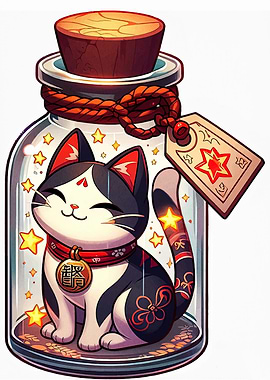 Cartoon Cat in a Jar