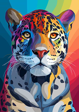 Colorful Jaguar Portrait