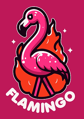 Flamingo on Fire Cartoon Pun