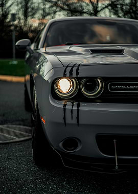 Gray Dodge Challenger with Claw Marks