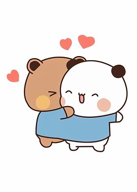 Cute Bears Hugging with Hearts