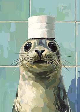 Seal with Toilet Paper Hat
