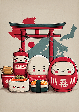 Cute Japanese Food and Culture Illustration