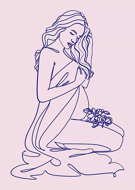 Pregnant Woman Line Art Illustration