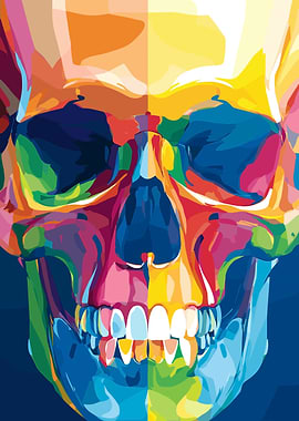Colorful Skull Pop Art Illustration