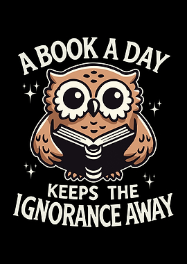 Owl Reading Book Illustration