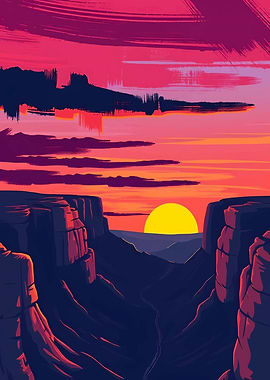 Grand Canyon Sunset Illustration