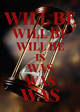 Hourglass with Time-Related Text Overlay