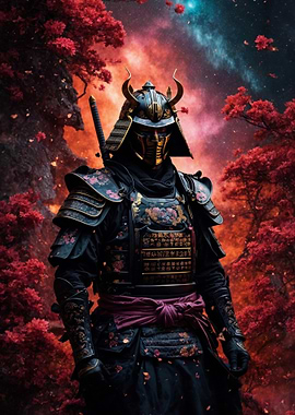 Samurai Warrior in Autumn Landscape