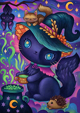 Cute Witch Cat with Potion