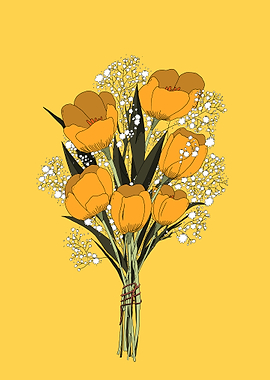 Floral bouquet on yellow background