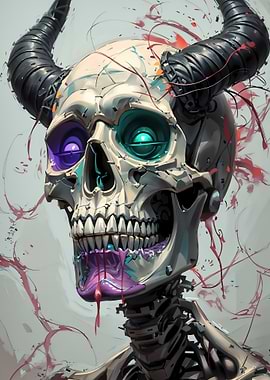 Cybernetic Skull with Horns