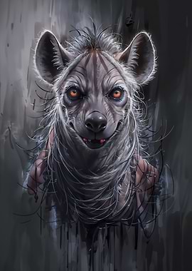 Hyena Portrait with Intense Gaze