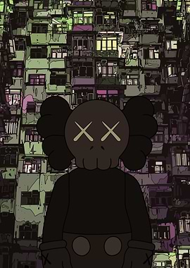 KAWS Figure in Urban Landscape